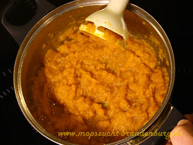 Mops Morosche Karottensuppe-Karotten pürieren